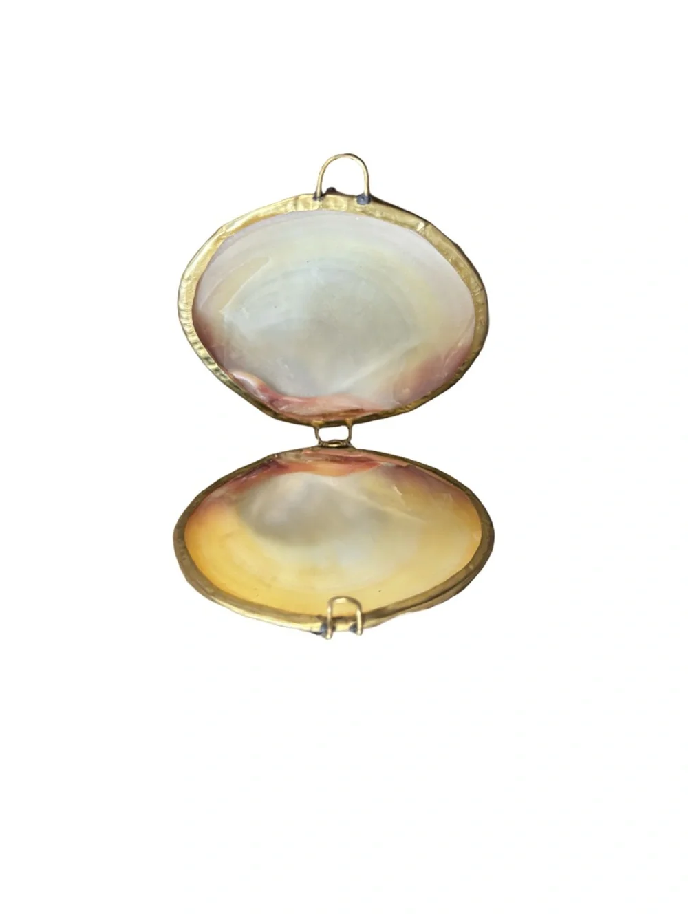 Vintage Coastal Grandmillennial Seashell Trinket Box - Pink Gold Tone Hinged